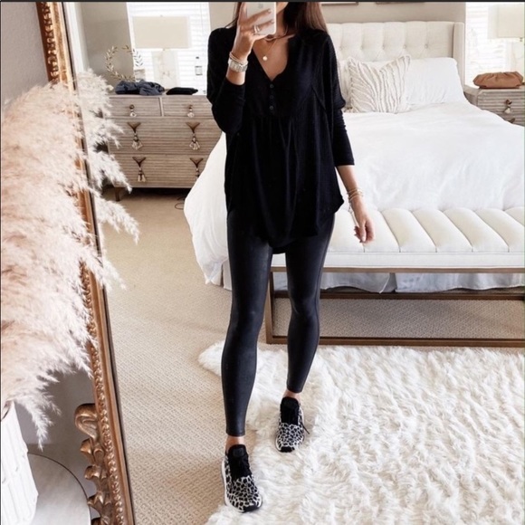 Free People Tops - NEW Free People Leo Henley Thermal Soft Oversized Long Sleeve Top XS